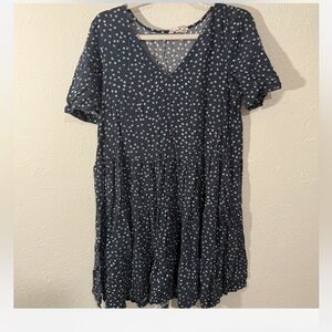 Roxy blue and white polka dot t shirt dress